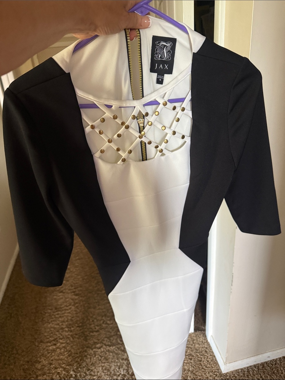 JAX Black and White Studded Sheath Tunic dress, so classy and flattering